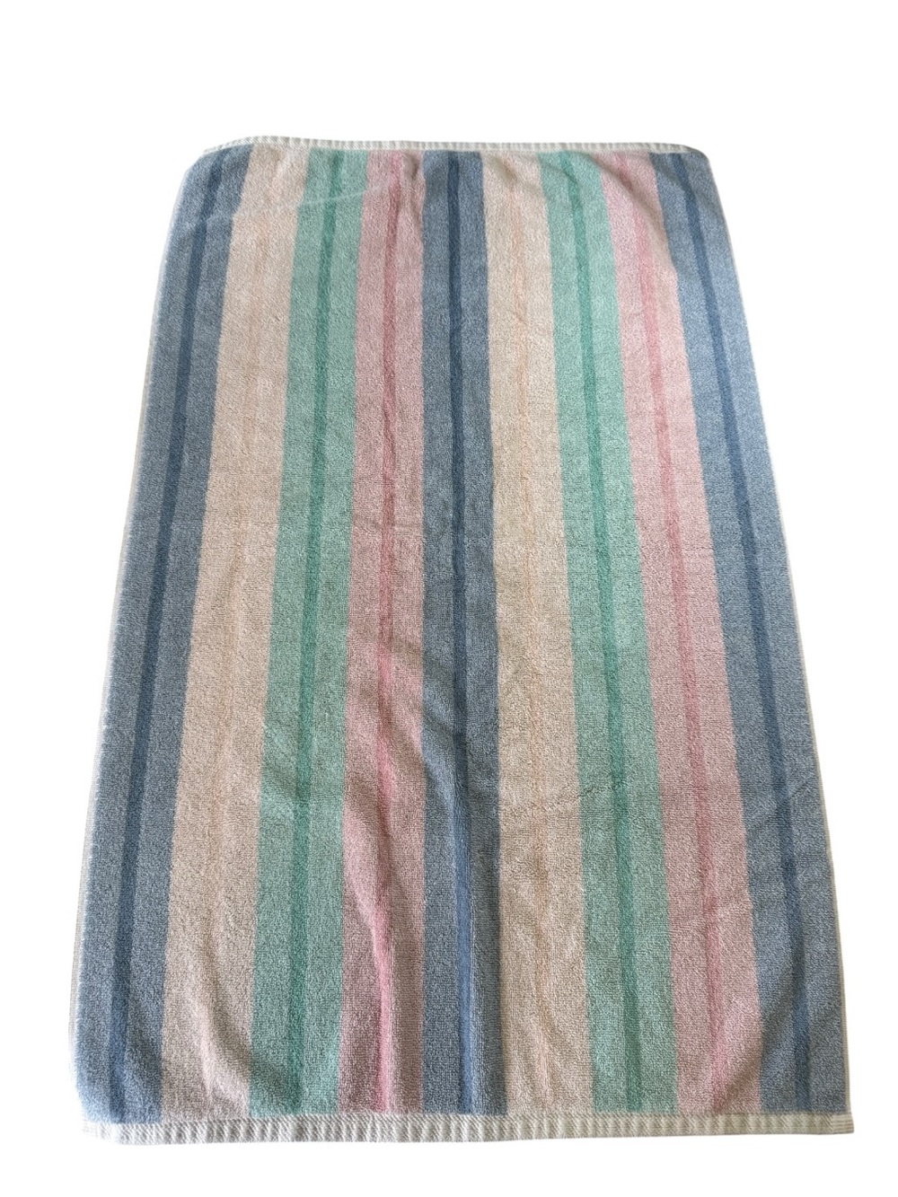 Pastel Stripe Bath Towel 43”X27”Cotton Palatial Springs Home USA Vintage